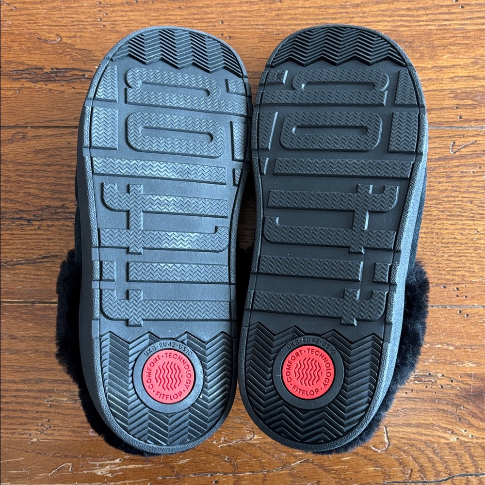 FitFlop Gen-FF Slipper Shoes Women’s Cozy Black Suede Shearling Lined Size 10 - Picture 6 of 12